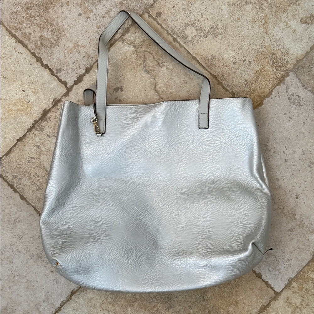 Street Level Shimmering Silver Tote